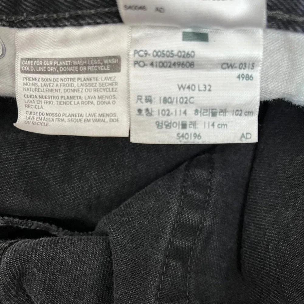 Levi's 505 Regular Fit Jeans Men 40x32 Black Straight Leg Denim Pants 00505-0260